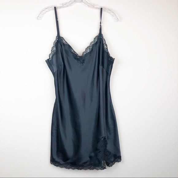 Victoria's Secret Other - Victoria Secret Satin Lace Black Night Gown F179